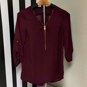 Rue 21 Wine and Gold Zipper Top Size S